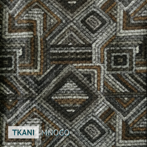 Фото внешнего вида велюра “Antique-a1” (мультиколор, абстракция, узор белый, черный, коричневый, серый)